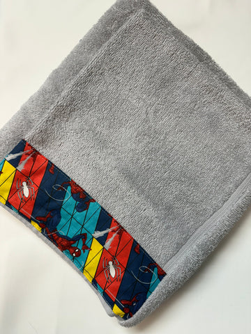Hooded Towel - Grey with Spiderman Theme