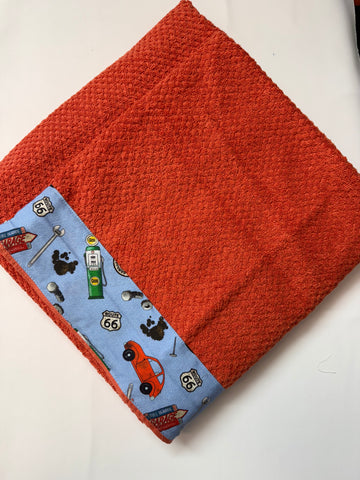 Hooded Towel - Orange with mechanic theme