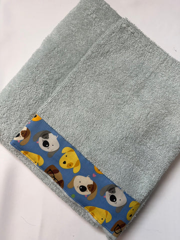 Hooded Towel - Grey with Dog Theme