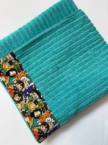 Hooded Towel - Teal with Harry Potter Theme