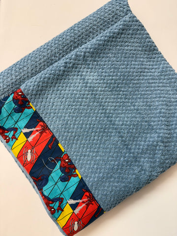 Hooded Towel - Blue-Grey with Spiderman