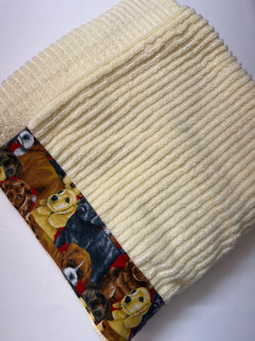 Hooded Towel - Pale Yellow with Dog Theme