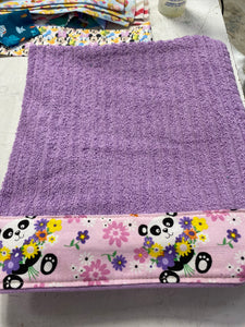 Hooded Towel - light purple pandas