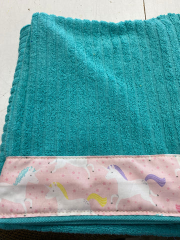 Hooded Towel - Teal with Unicorns